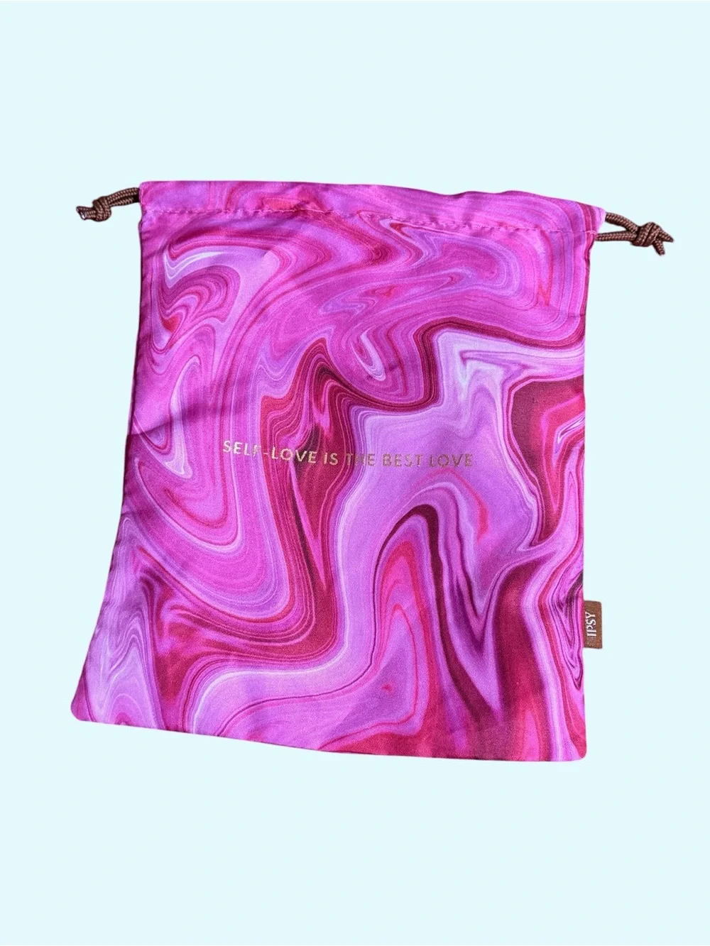 Ipsy Glam Pink Marble Drawstring Jewelry Pouch - Self Love